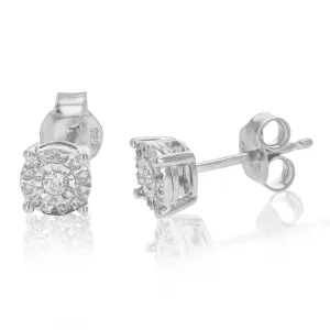 1/6 cttw Round Cut Lab Grown Diamond Stud Earrings Prong Set In 925 Sterling Silver