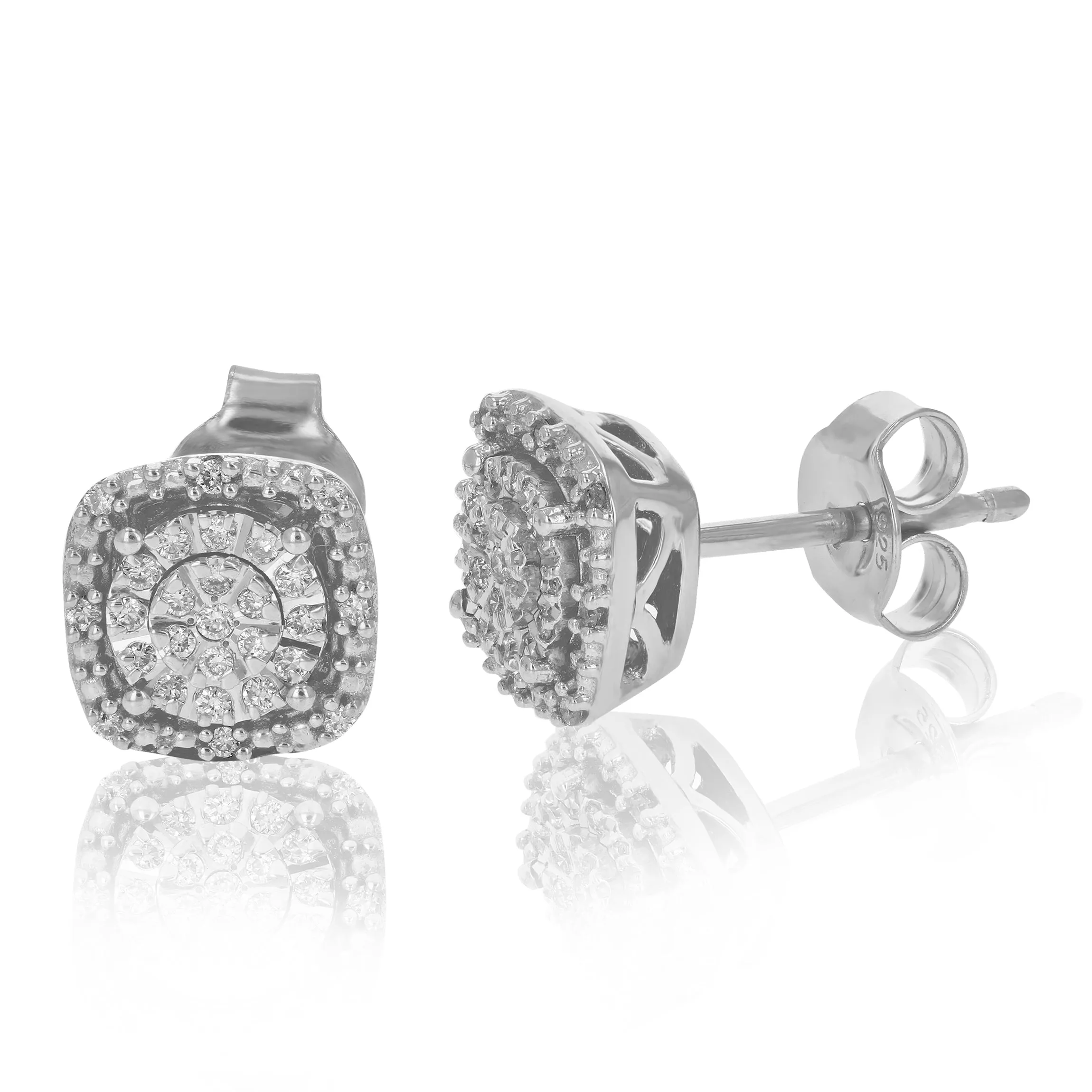 1/6 cttw Round Lab Grown Diamond Stud Earring .925 Sterling Silver Prong Set