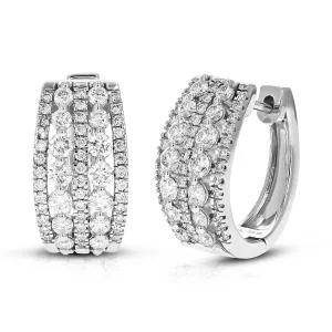 1.75 cttw Round Cut Lab Grown Diamond Hoop Earrings in .925 Sterling Silver Prong Set 2/3 Inch