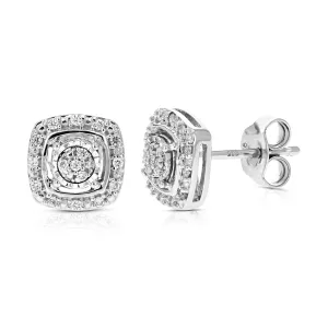 1/8 cttw Round Cut Lab Grown Diamond Stud Earrings in .925 Sterling Silver Prong Set