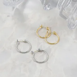 18K Gold Post Hoop Earrings