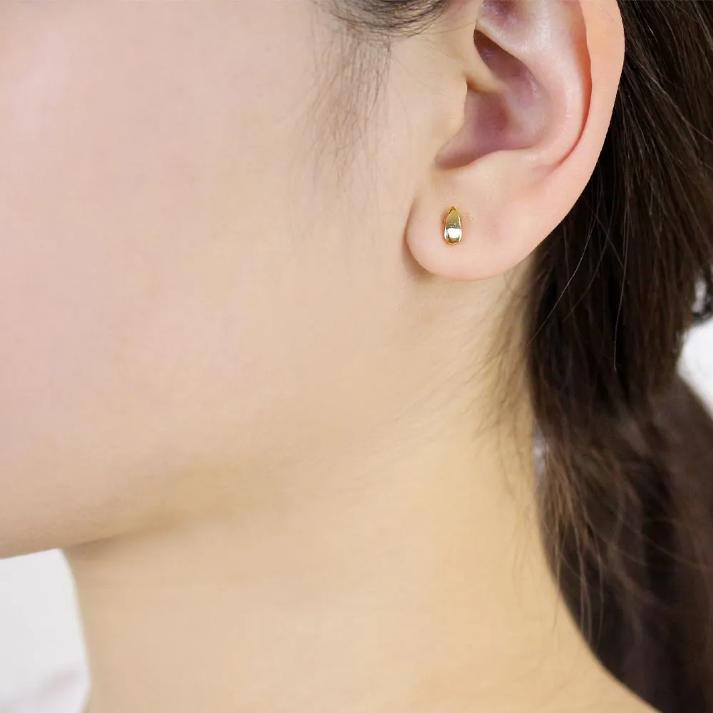 18K Gold Post Teardrop Studs