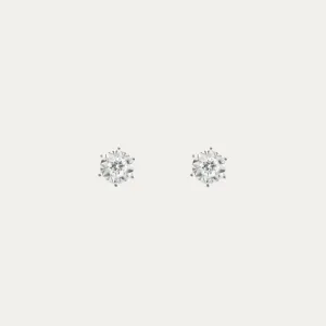 18k White Gold 0.10ct Illusion Round Diamond Earrings, Pair