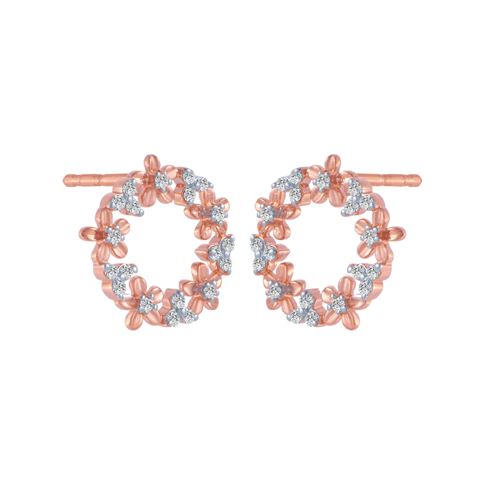 18KT (750) Rose Gold And Solitaire Stud Earrings For Women