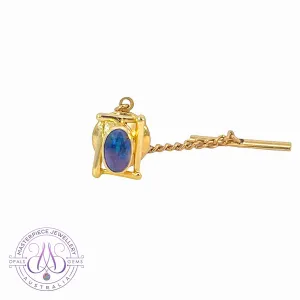 18kt Yellow Gold Black Opal 0.25 tie pin