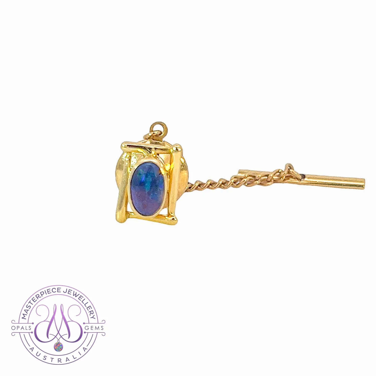 18kt Yellow Gold Black Opal 0.25 tie pin