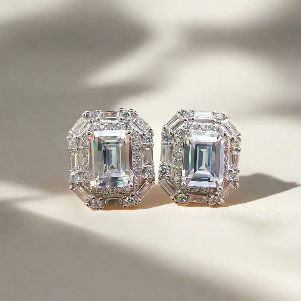 2.0 Ct Emerald Cut Diamond Stud Earrings