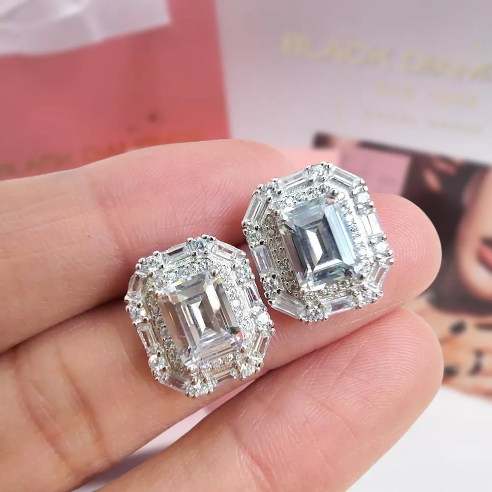 2.0 Ct Emerald Cut Diamond Stud Earrings