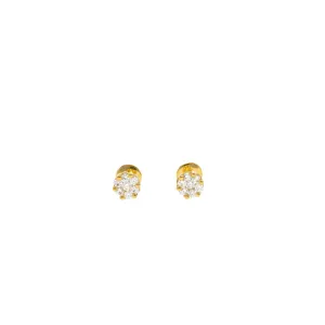 22K Gold Earrings Studs W/ Cubic Zicronia