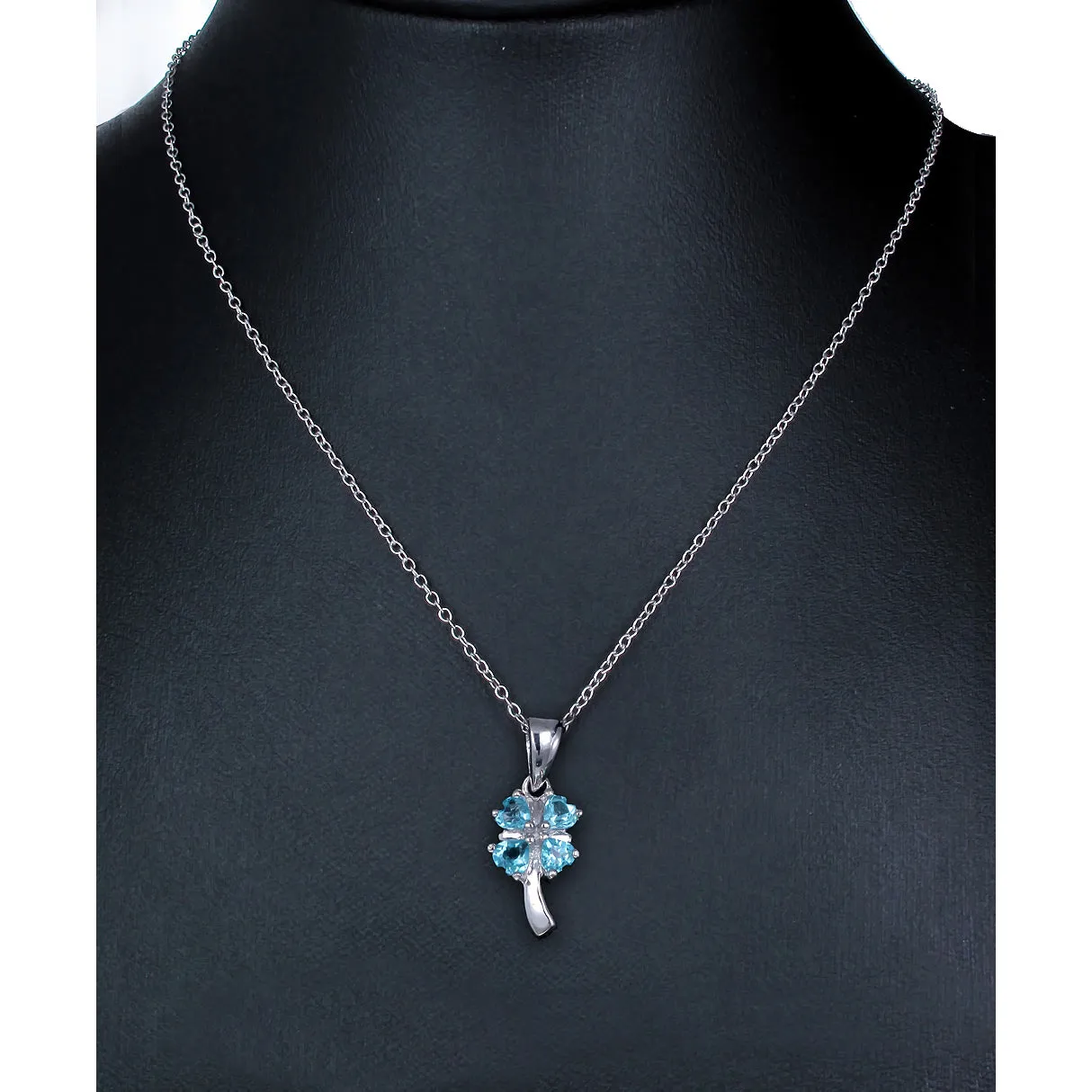 2/5 cttw Pendant Necklace, Swiss Blue Topaz Heart Pendant Necklace for Women in .925 Sterling Silver with Rhodium, 18 Inch Chain, Prong Setting