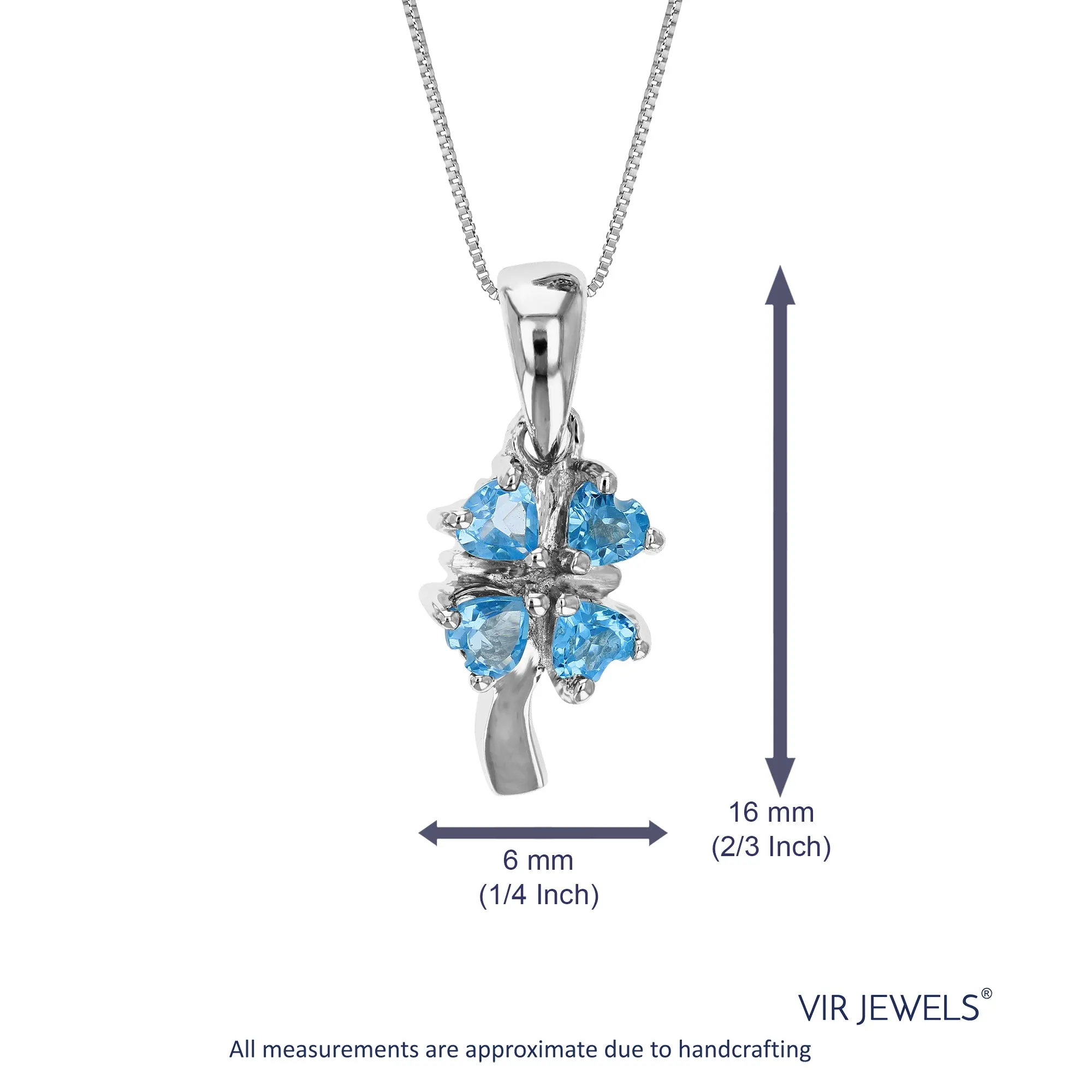 2/5 cttw Pendant Necklace, Swiss Blue Topaz Heart Pendant Necklace for Women in .925 Sterling Silver with Rhodium, 18 Inch Chain, Prong Setting