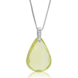 6 cttw Pendant Necklace, Lemon Quartz Pear Shape Pendant Necklace for Women in .925 Sterling Silver with 18 Inch Chain, Prong Setting