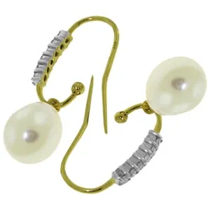 8.18 Carat 14K Solid Yellow Gold Impressions Pearl Diamond Earrings