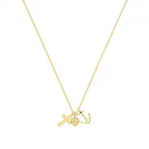 9ct Yellow Gold Cross, Heart, and Anchor Necklet NK389