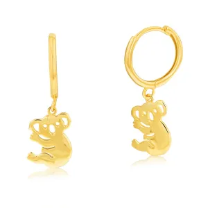 9ct Yellow Gold Koala On Sleeper Earrings