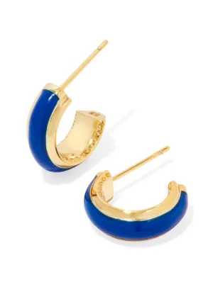 Ainsley Huggie Earring Gold Blue Enamel by Kendra Scott