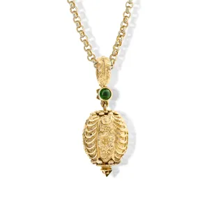 Almond Indian Marriage Necklace Pendant Yellow Gold - Chrome Diopside