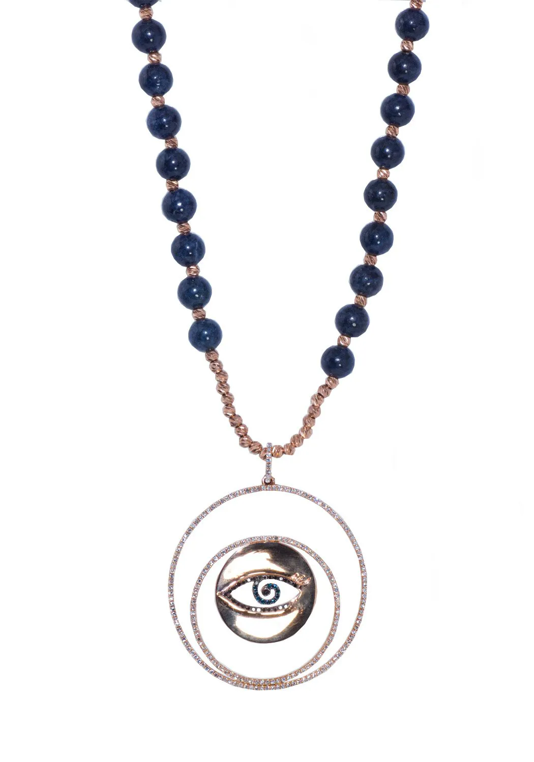 Anatol Evil Eye Diamond and Blue Sapphire 18KRG Necklace