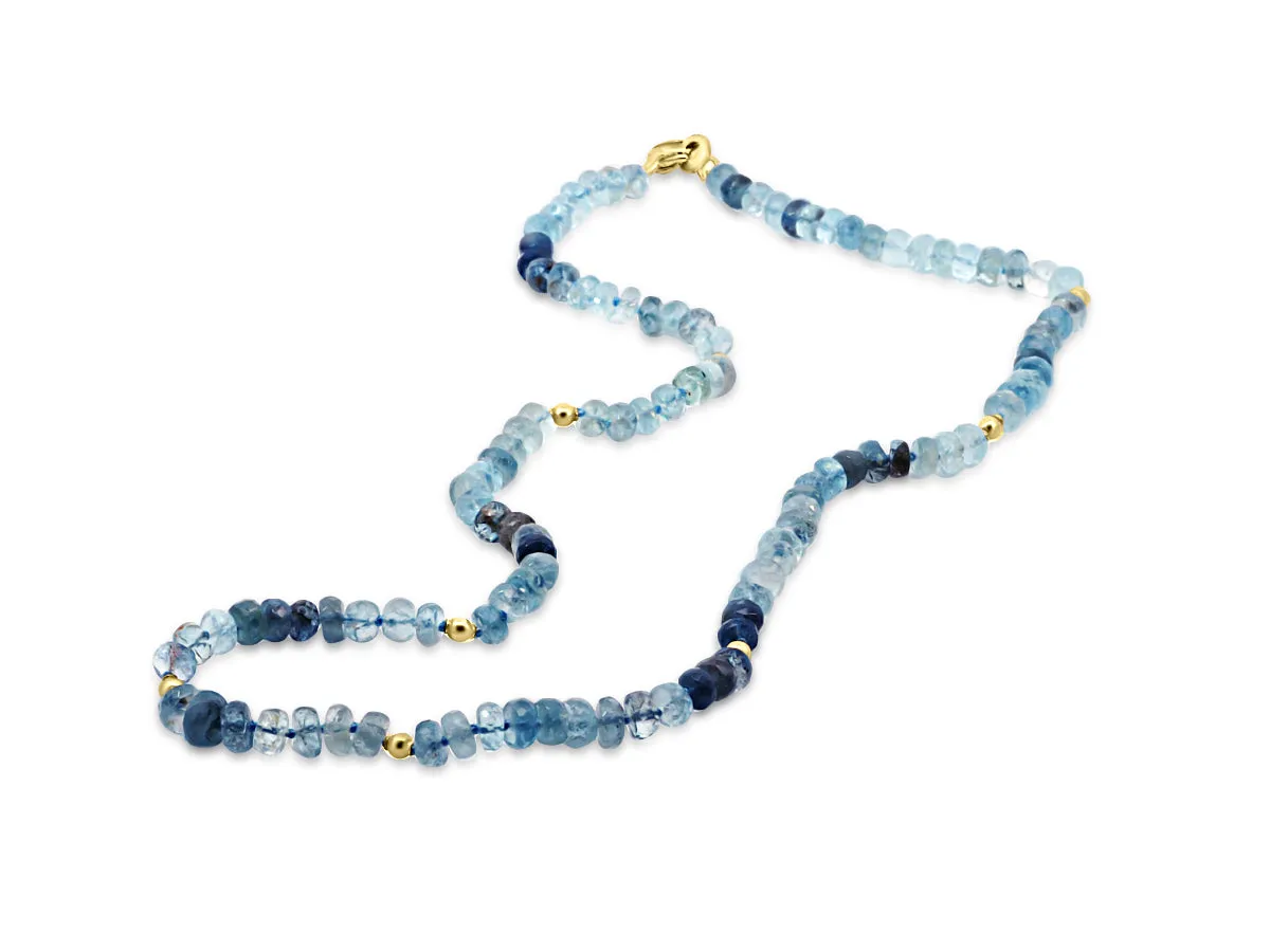 Aquamarine and Gold Beaded Necklace