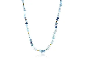 Aquamarine and Gold Beaded Necklace