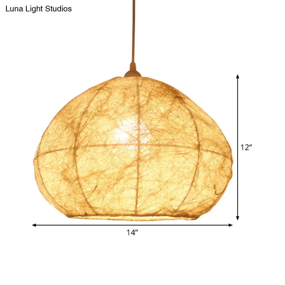 Asia Beige Pendant Lamp with Pear Bamboo Shade – Stylish Ceiling Light for Dining Room