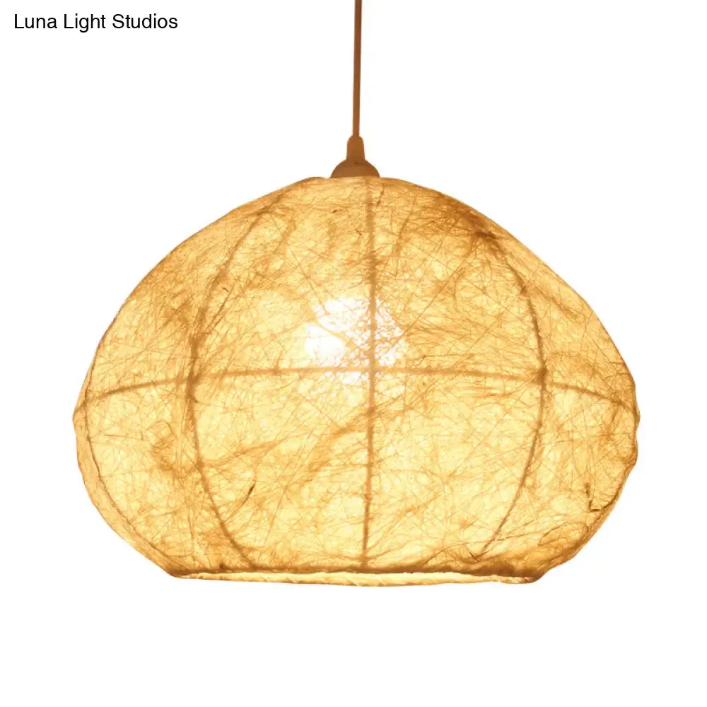 Asia Beige Pendant Lamp with Pear Bamboo Shade – Stylish Ceiling Light for Dining Room