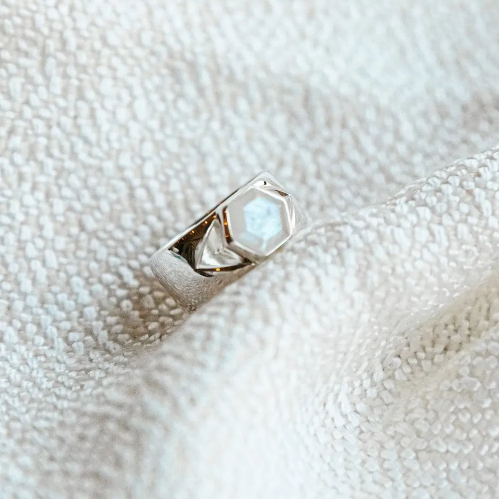 Beloved Bold Moonstone Band Ring Sterling Silver