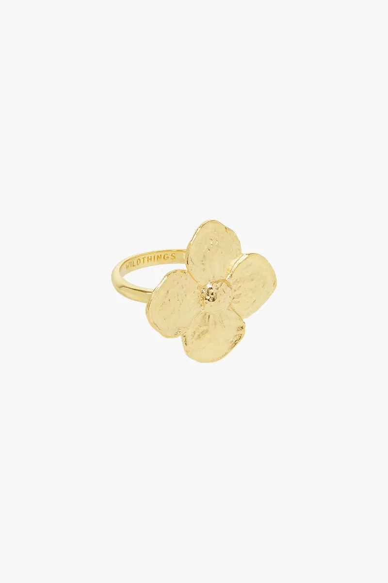 Big Flower Ring Gold Plated