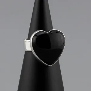 Black Obsidian Heart Ring