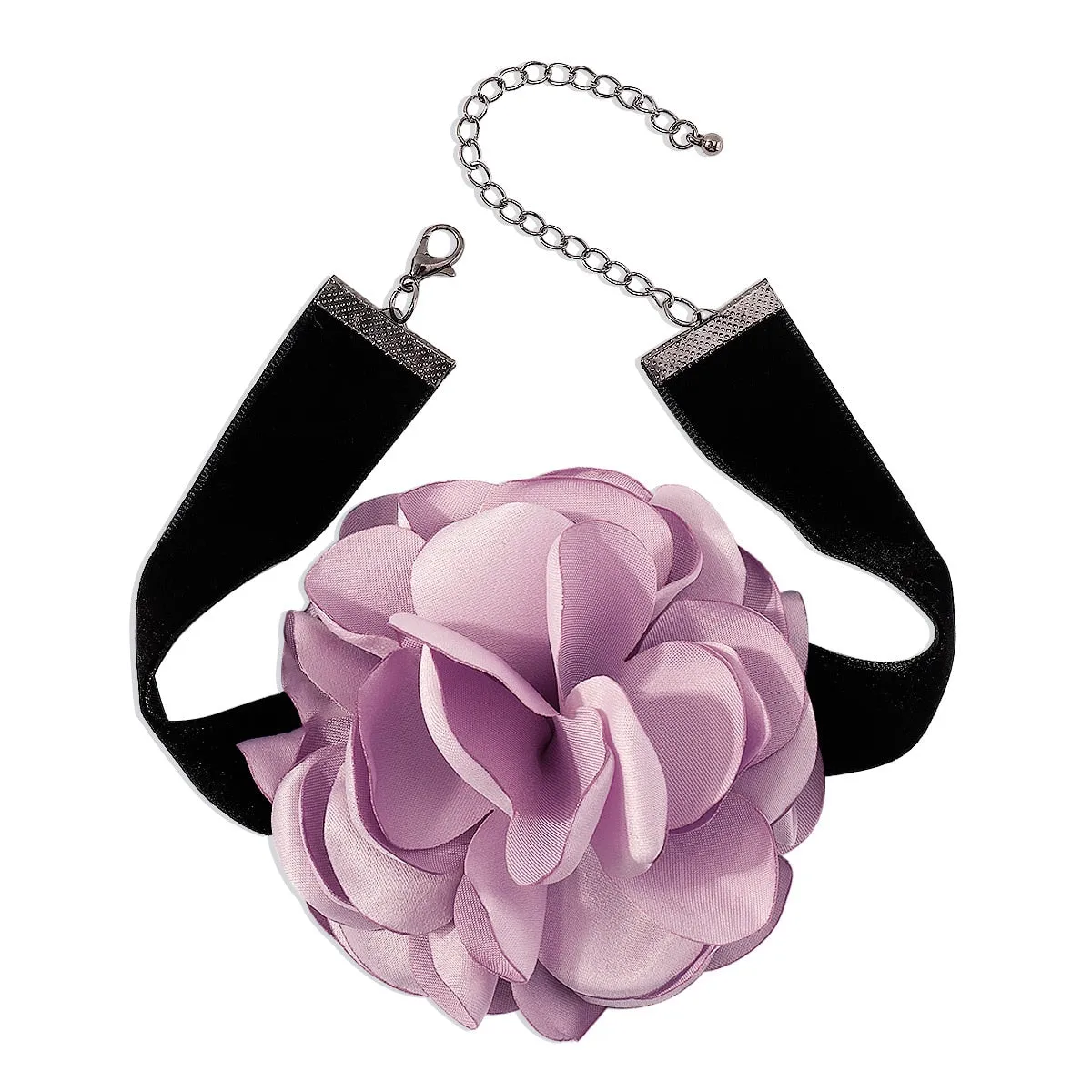 Black Velvet Ribbon Big Flower Chokers Necklace