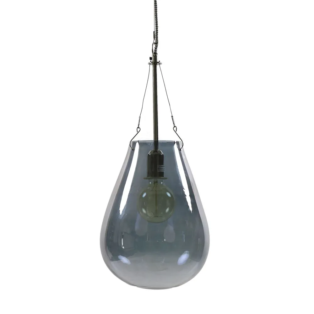 Blue grey hanging glass pendant light 53x25