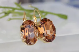 BROWN BEZEL EARRINGS