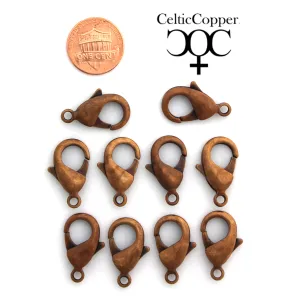 Bulk Pack 10 Heavy 23x13x4mm Copper Lobster Clasps JSCL23 Copper Plated Brass Clasps 3mm Hole