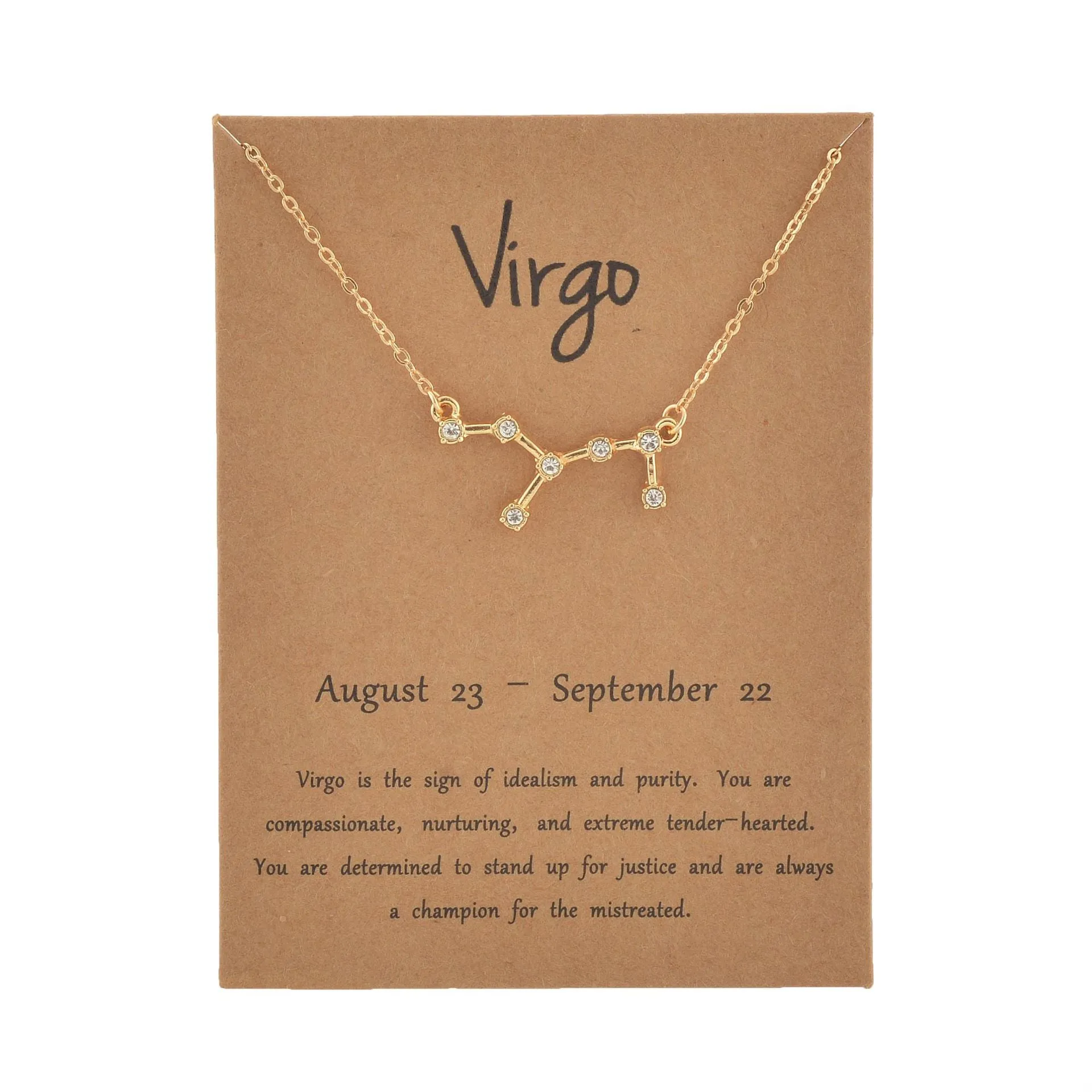 Cardboard Star Zodiac Sign 12 Constellation Necklaces Crystal Charm Chain Choker Necklace for Women Birthday Jewelry Gift