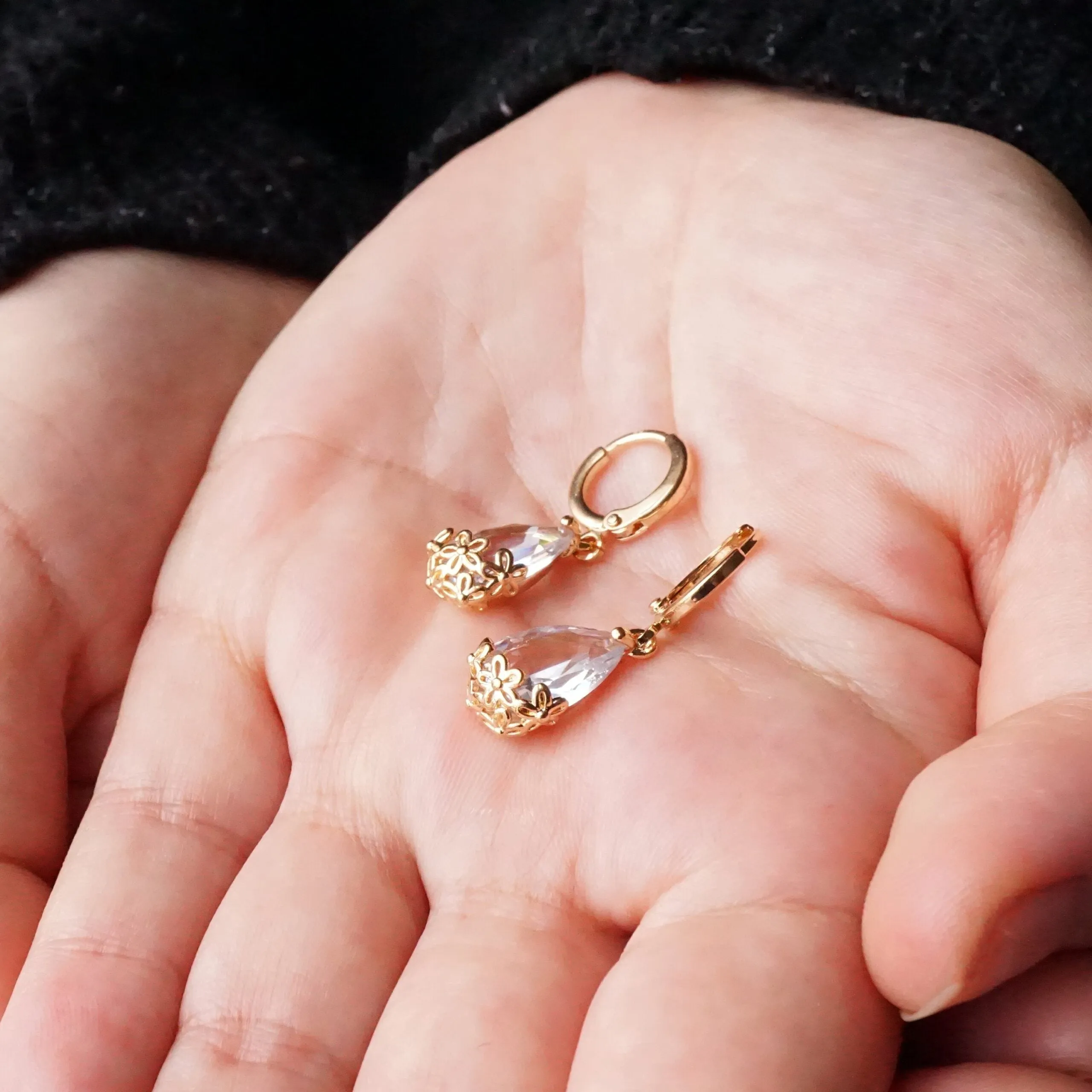 Carmen X - Crystal Drop Rose Gold Earrings