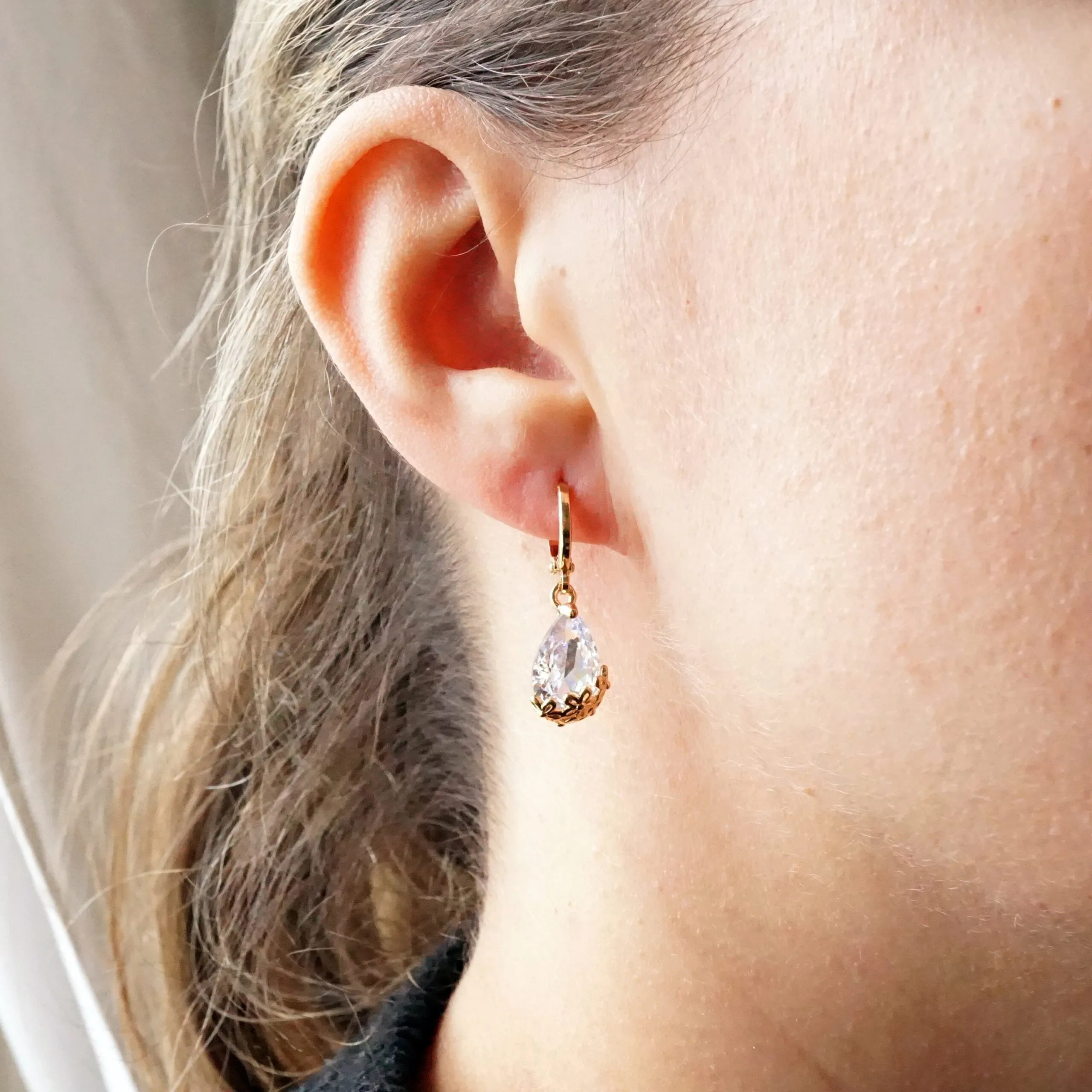 Carmen X - Crystal Drop Rose Gold Earrings