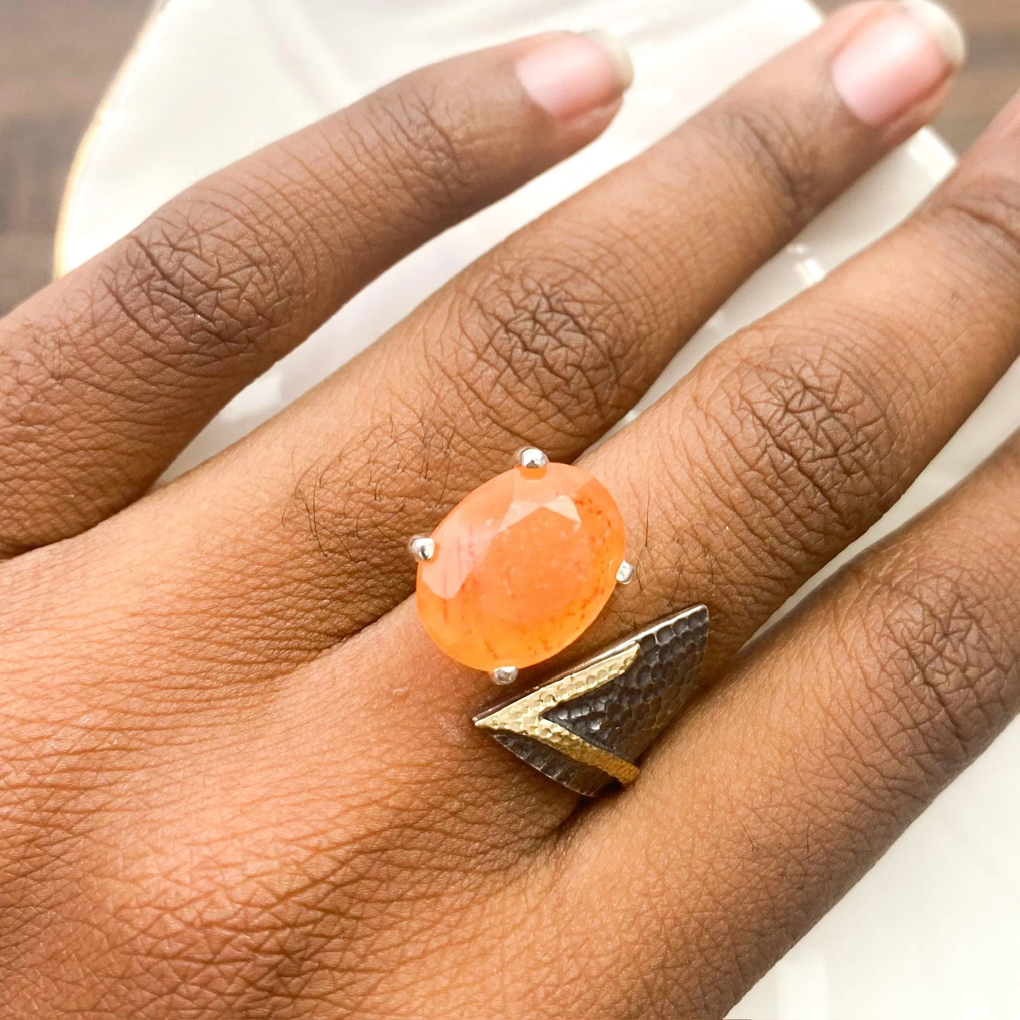 Carnelian Adjustable Statement Ring