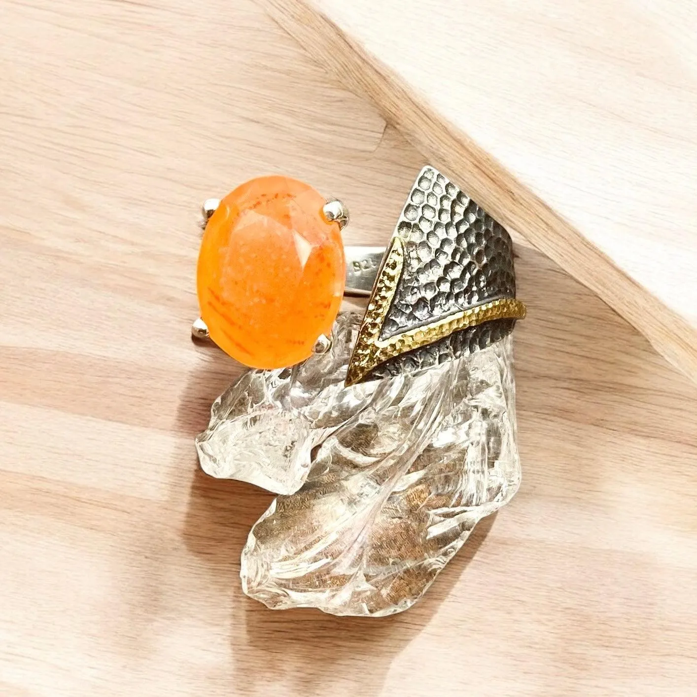 Carnelian Adjustable Statement Ring