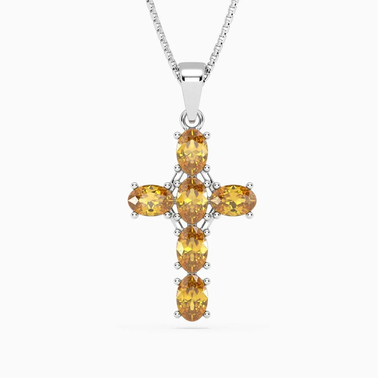 Citrine Cross Necklace in 925 Sterling Silver | Irosk Australia ®