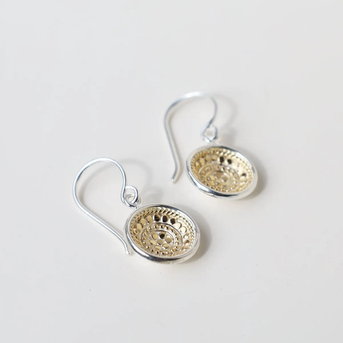 Classic Dish Drop Earrings - Gold & Silver