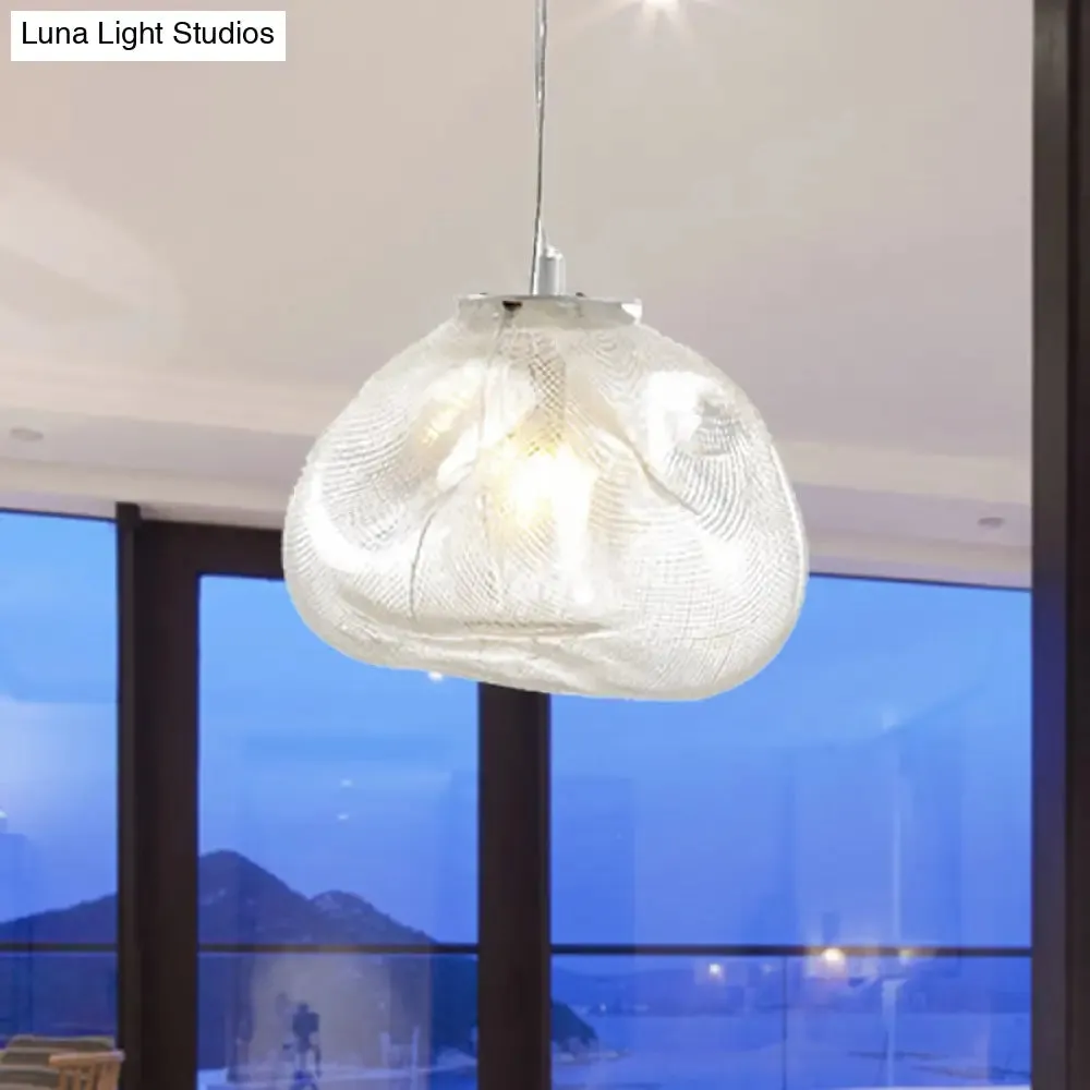 Cloud Shaped Hand-Blown Glass Pendant Light - Clear/Smoke Gray, 8"/12" - Contemporary Design, 1 Bulb - Indoor Hanging Lamp