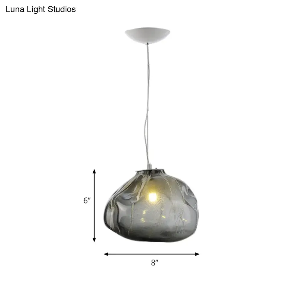 Cloud Shaped Hand-Blown Glass Pendant Light - Clear/Smoke Gray, 8"/12" - Contemporary Design, 1 Bulb - Indoor Hanging Lamp