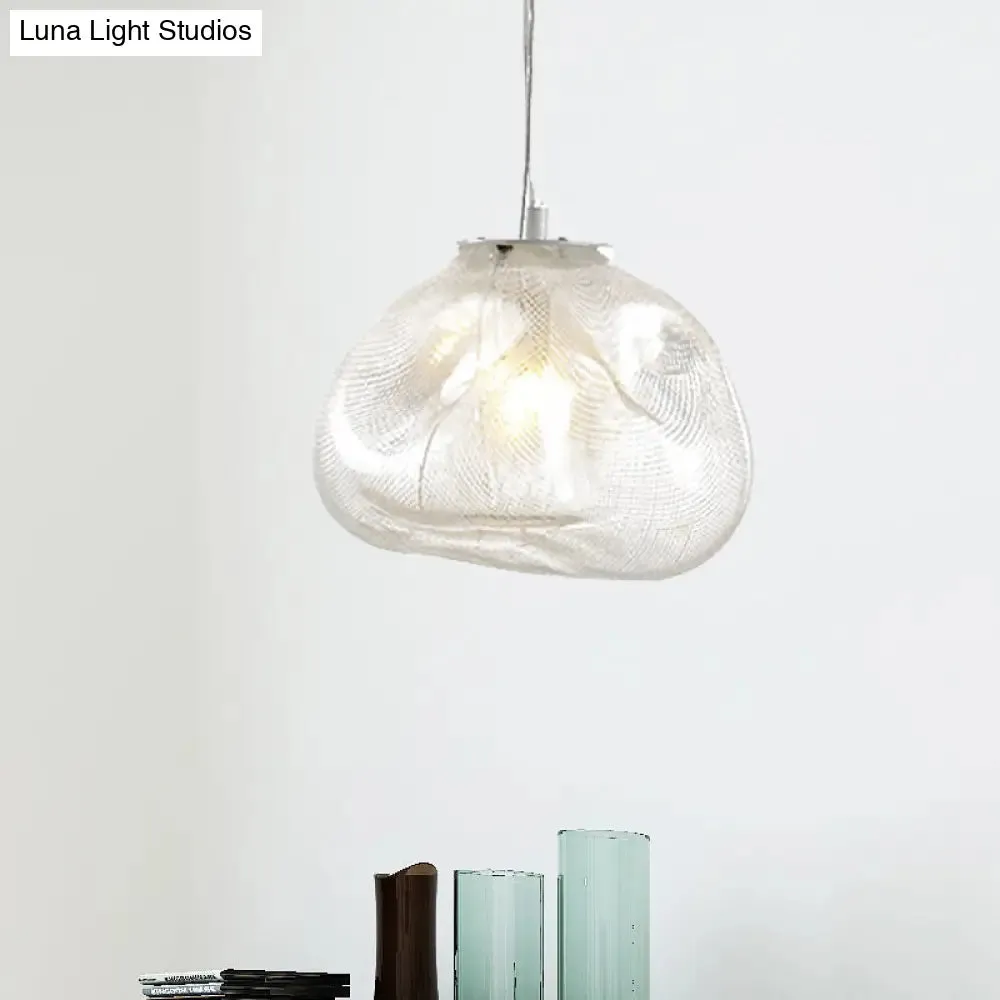 Cloud Shaped Hand-Blown Glass Pendant Light - Clear/Smoke Gray, 8"/12" - Contemporary Design, 1 Bulb - Indoor Hanging Lamp