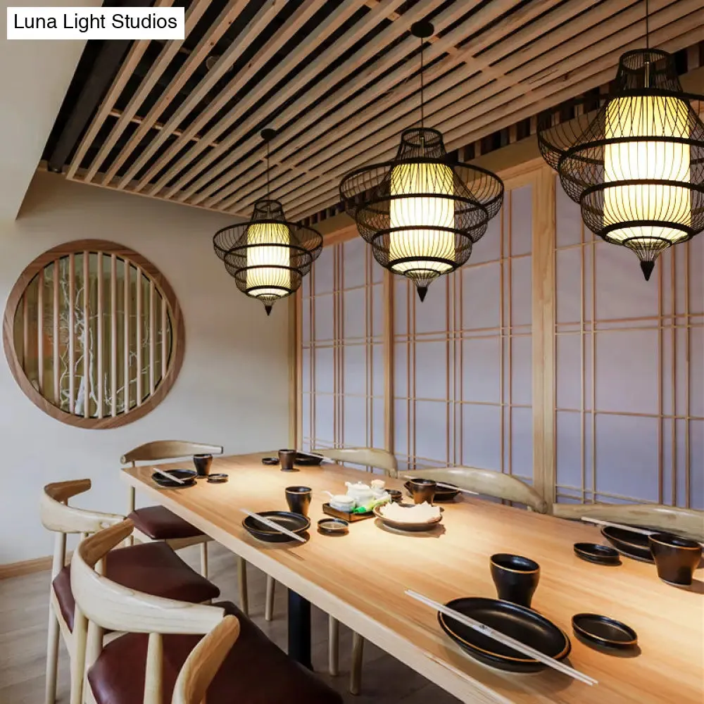 Contemporary Bamboo Pendant Light - Hot Pot-Shaped Single-Bulb Suspension Fixture