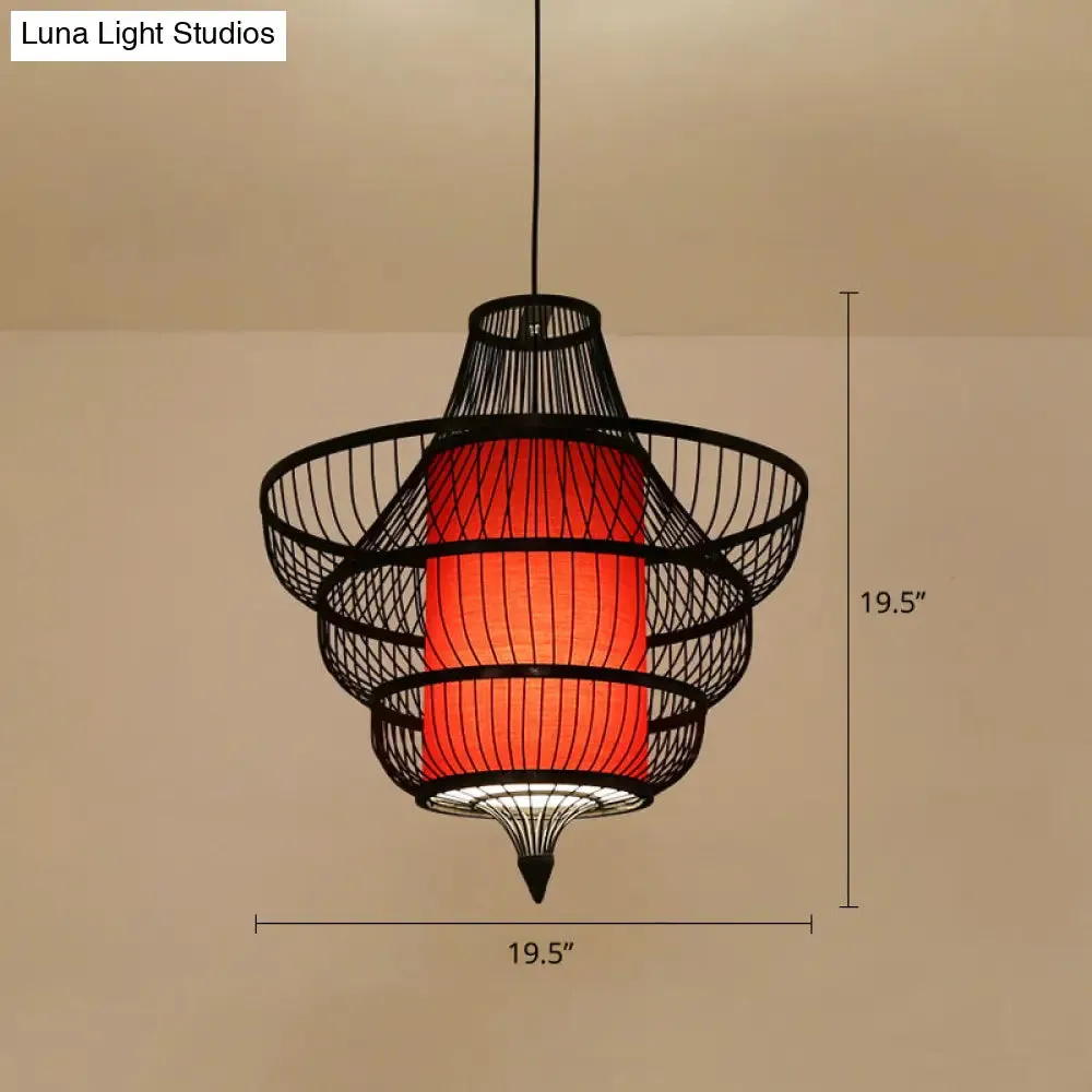 Contemporary Bamboo Pendant Light - Hot Pot-Shaped Single-Bulb Suspension Fixture