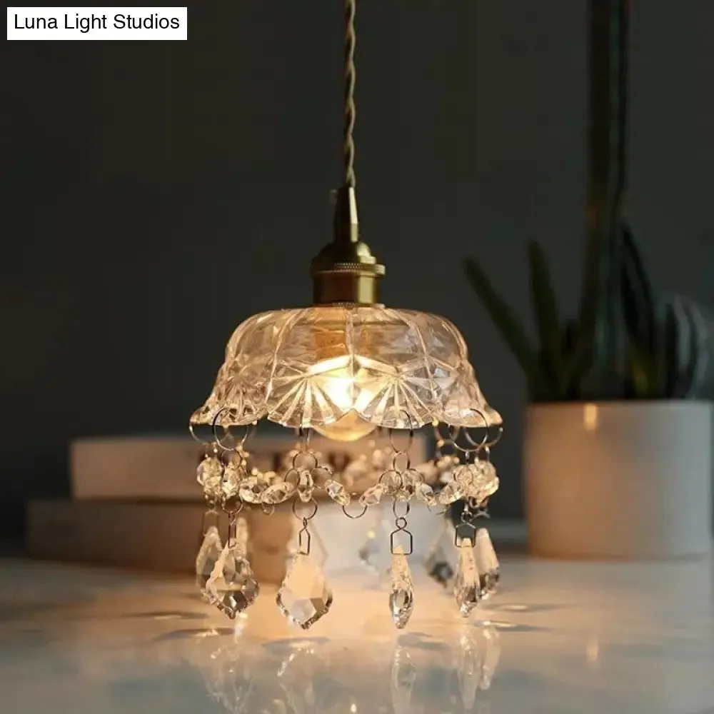 Contemporary Gold Glass Flower Pendant Ceiling Light - Elegant Suspended Lighting Fixture