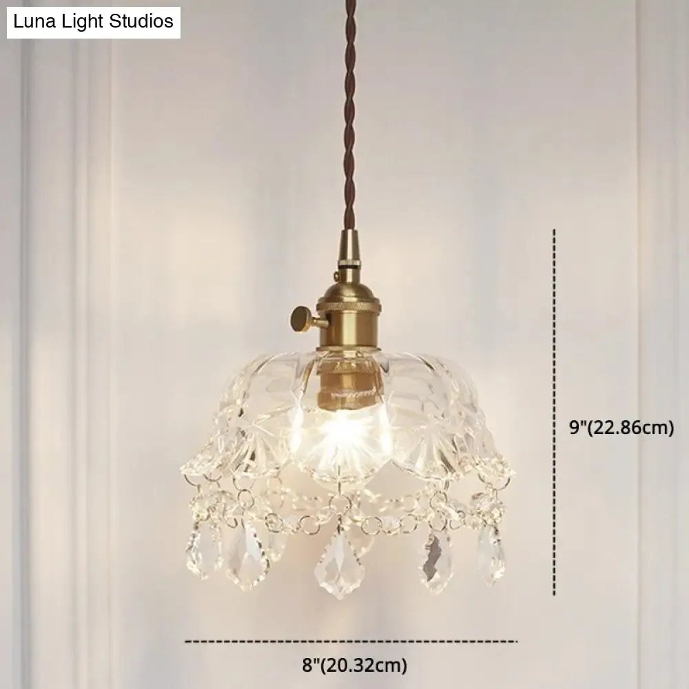 Contemporary Gold Glass Flower Pendant Ceiling Light - Elegant Suspended Lighting Fixture