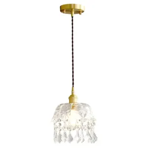 Contemporary Gold Glass Flower Pendant Ceiling Light - Elegant Suspended Lighting Fixture