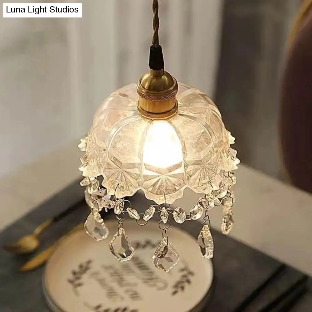 Contemporary Gold Glass Flower Pendant Ceiling Light - Elegant Suspended Lighting Fixture