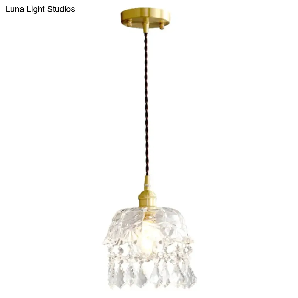 Contemporary Gold Glass Flower Pendant Ceiling Light - Elegant Suspended Lighting Fixture